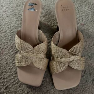 A New Day Women's Cream Woven Mules